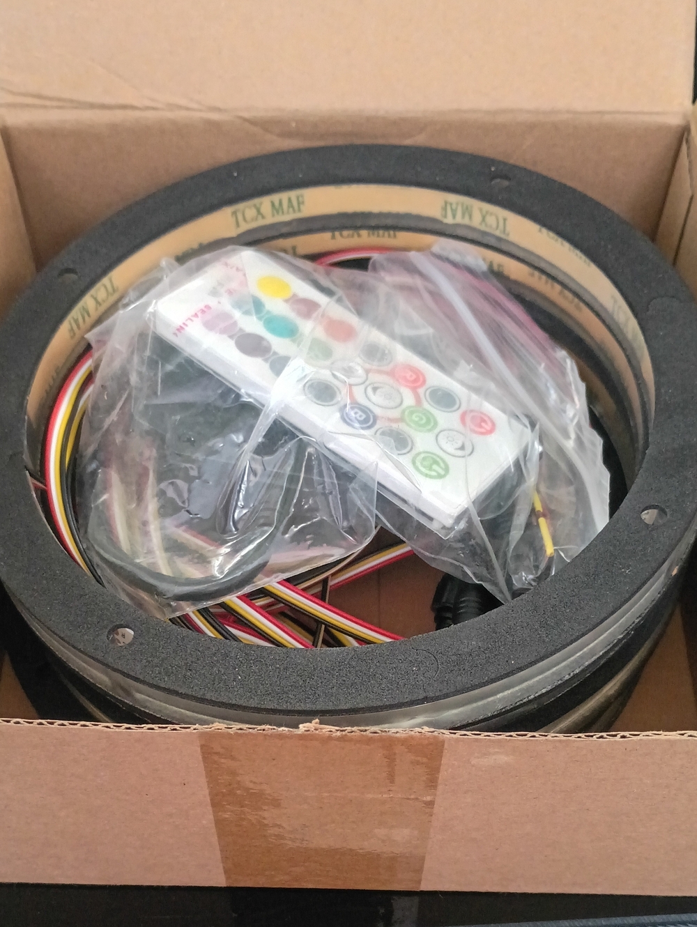 Universal Black RGB LED Ring with Remote for Car Audio Lighting